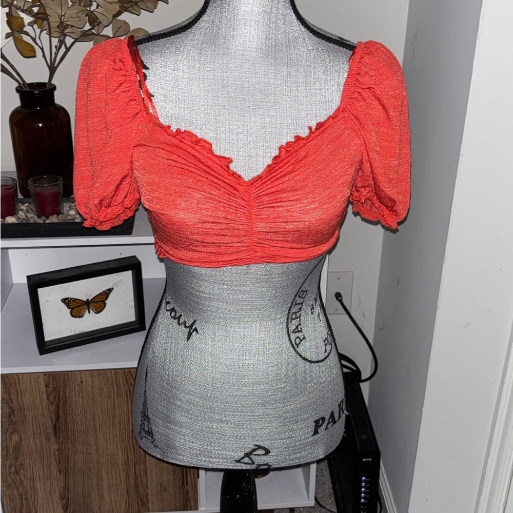 Primark Pink Ruched Crop Blouse